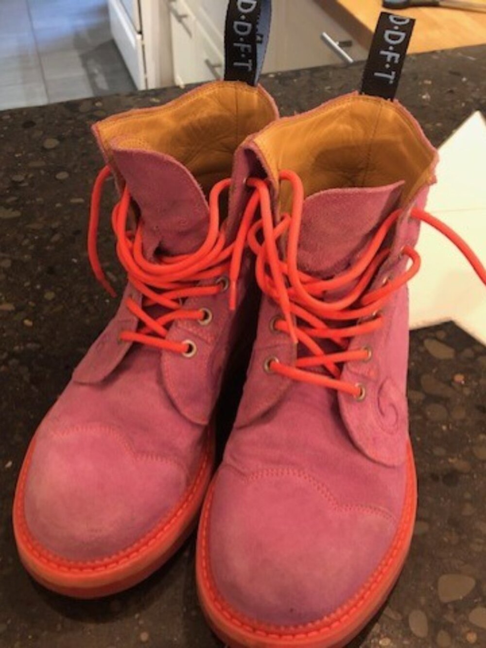 Fluevog Pink Suede Boots Size 8.5